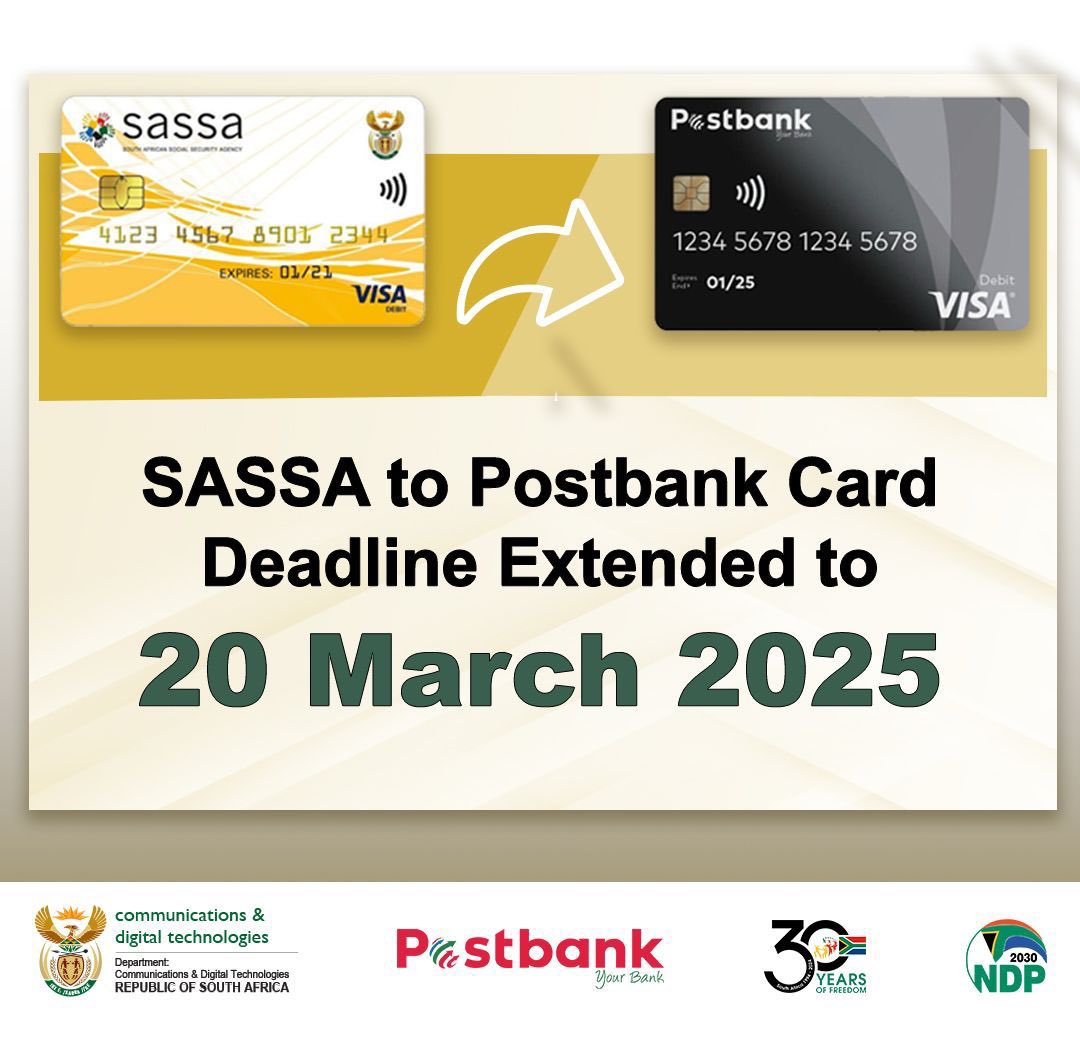 Announcing the deadline for replacement of SASSA gold cards, Postbank and SASSA have urged beneficiaries to urgently procure black cards to continue transacting.