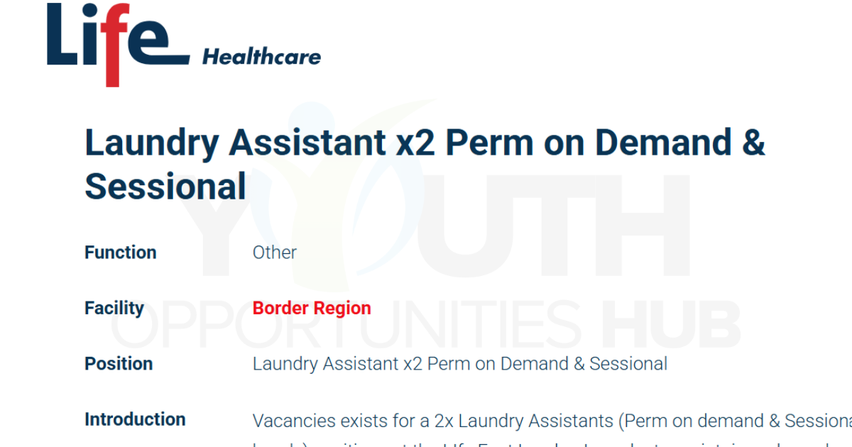 Laundry Assistant (x2) – Apply Now!